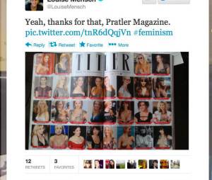 Louise Mensch, "poitrine de tweetos" au palmarès des plus belles poitrines dans le numéro de mai 2013 de Tatler