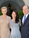 Robin Tunney accompagnée du Prince Albert et de Charlene Wittstock pendant le Festival de télévision de Monte Carlo 2013