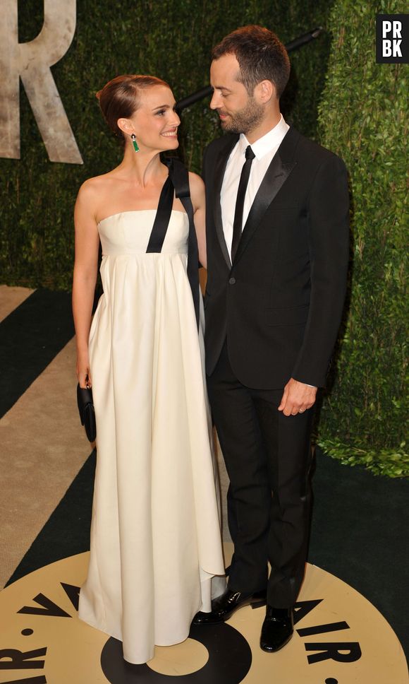 Natalie Portman et son compagnon Benjamin Millepied à la Vanity Fair Oscar Party 2013