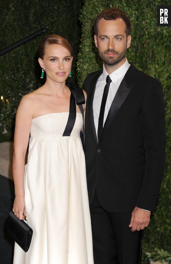 Natalie Portman et son compagnon Benjamin Millepied à la Vanity Fair Oscar Party 2013
