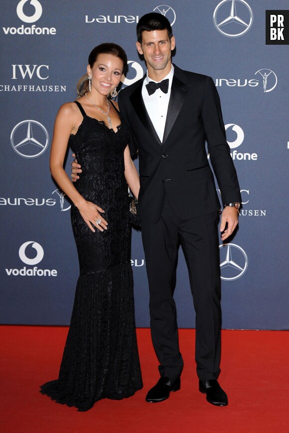 Novak Djokovic et Jelena Ristic à Londres, le 6 février 2012