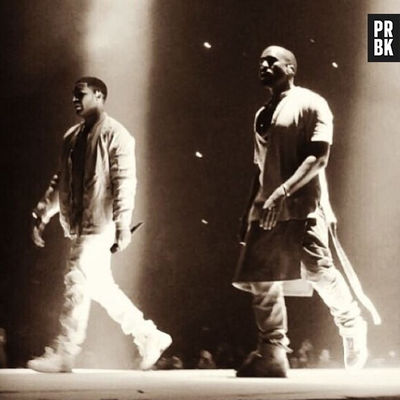 Drake et Kanye West, ensemble sur scène pendant le Yeezus Tour, le 23 décembre 2013