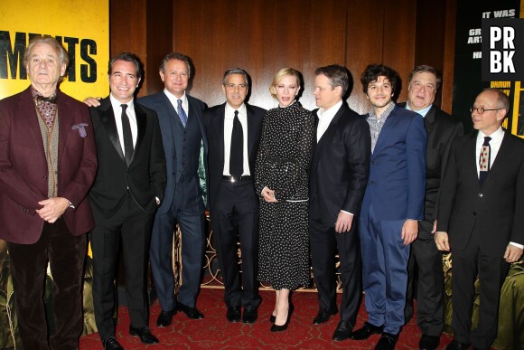 Jean Dujardin, George Clooney, Cate Blanchett, Matt Damon et tout le casting du film The Monuments Men, le 4 février 2014 à New-York