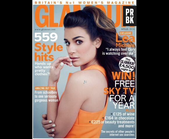 Lea Michele en Une de Glamour UK, numéro d'avril 2014