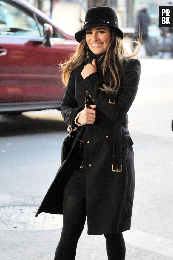Glee saison 5 : Lea Michele a le sourire à New York le 13 mars 2014