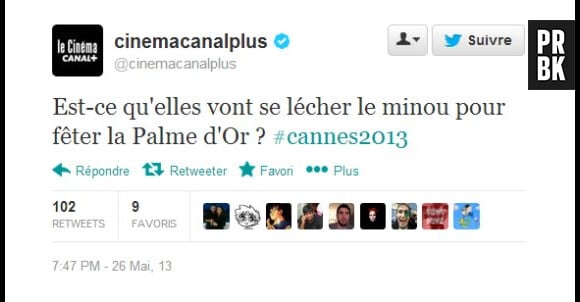 Le tweet polémique après la victoire de La vie d'Adèle en 2013