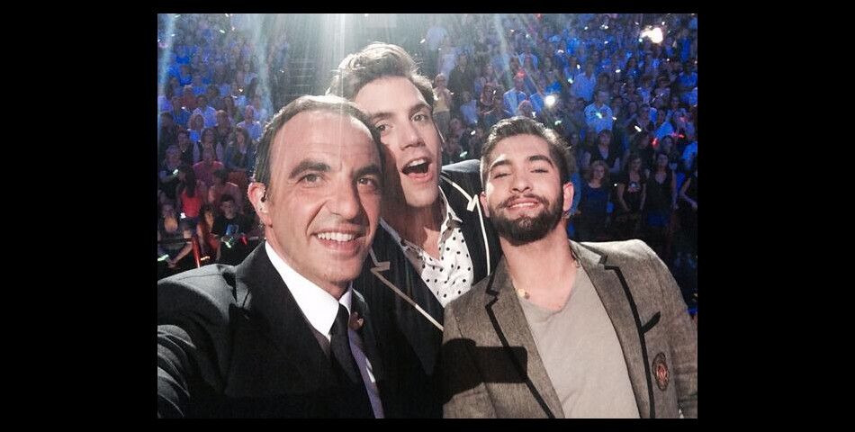 Nikos Aliagas, Mika et Kendji Girac lors de la soirée La Chanson de l&#039;année 2014, le 14 juin sur TF1