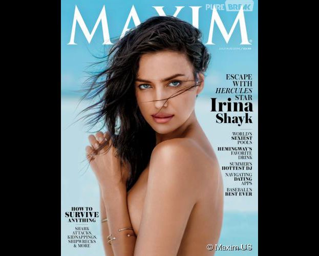 Irina Shayk topless pour le num&eacute;ro juillet/ao&ucirc;t 2014 du magazine Maxim