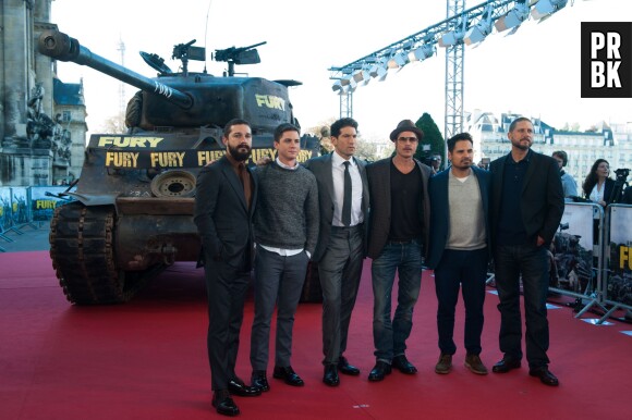 Brad Pitt à Paris avec tout le casting du film Fury, le 18 octobre 2014
