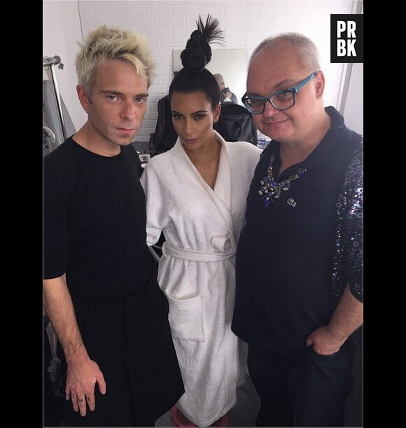 Kim Kardashian pendant le shooting de la cover de Paper Magazine avec Jean-Paul Goude à Paris, septembre 2014