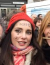 Frédérique Bel et Mathilde Seigner lors de la marche républicaine organisée à Paris et dans toute la France le 11 janvier 2015, après l'attentat meurtrier de Charlie Hebdo