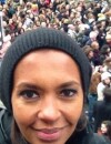 Karine Le Marchand lors de la marche républicaine organisée à Paris et dans toute la France le 11 janvier 2015, après l'attentat meurtrier de Charlie Hebdo