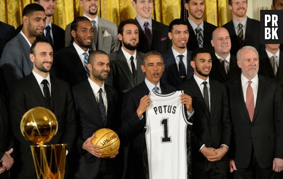 Les San Antonio Spurs honorés par Barack Obama, le 12 janvier 2015 à la Maison Blanche (Etats-Unis)