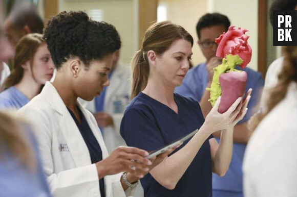 Grey's Anatomy saison 11, épisode 10 : Kelly McCreary (Maggie) et Ellen Pompeop (Meredith) sur une photo