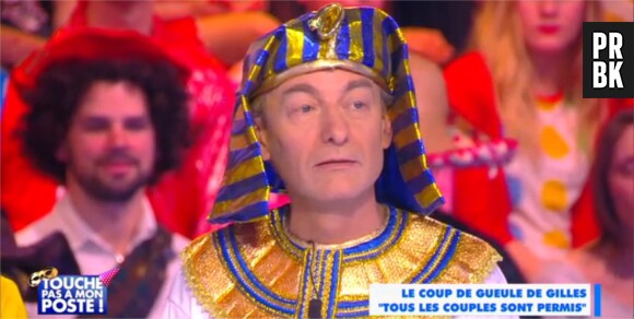 Gilles Verdez déguisé en pharaon pour la spéciale Mardi Gras de Touche pas à mon poste le 17 février 2015 sur D8