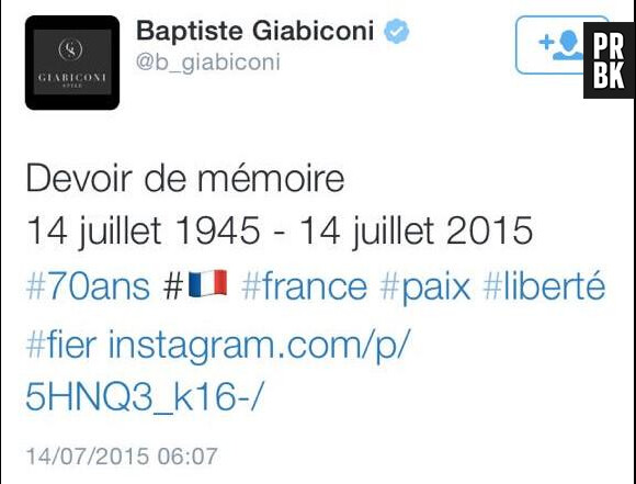 Baptiste Giabiconi : son tweet honteux