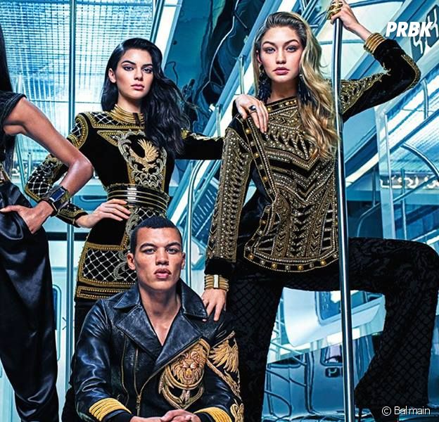 Kendall Jenner, Gigi Hadid, Jourdan Dunn égéries sexy de la collection Balmain x H&amp;M créée par Olivier Rousteing, en boutiques le 5 novembre 2015