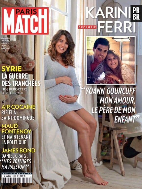 Karine Ferri enceinte de Yoann Gourcuff en Une de Paris Match, le 5 novembre 2015