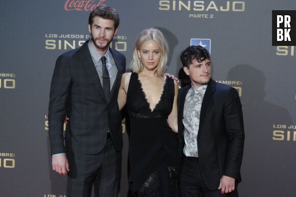 Jennifer Lawrence, Josh Hutcherson et Liam Hemsworth à l'avant-première d'Hunger Games 4 à Madrid le 10 novembre 2015