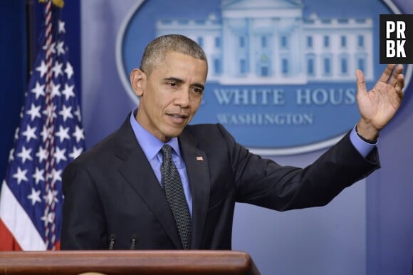 Barack Obama lors de la conférence de presse de fin d'année de la Maison Blanche, le 18 décembre 2015