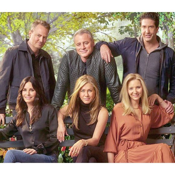 Matthew Perry, Matt LeBlanc, David Schwimmer, Courteney Cox, Jennifer Aniston et Lisa Kudrow pour la réunion Friends