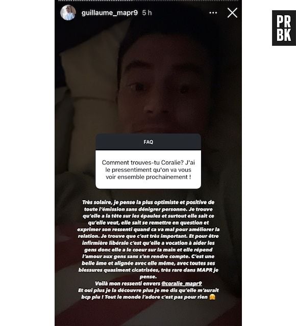 Guillaume dévoile que Coralie aurait pu lui plaire.