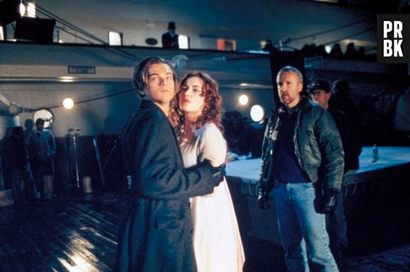 Leonardo DiCaprio, Kate Winslet et James Cameron sur le tournage de Titanic