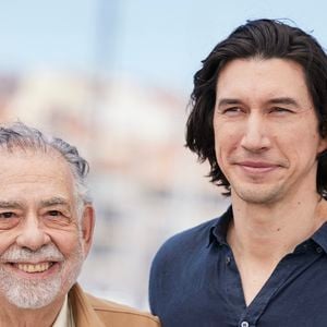 Francis Ford Coppola et Adam Driver au photocall du film "Megalopolis" lors du 77ème Festival International du Film de Cannes au Palais des Festivals à Cannes, France, le 17 mai 2024. © Jacovides-Moreau/bestimage