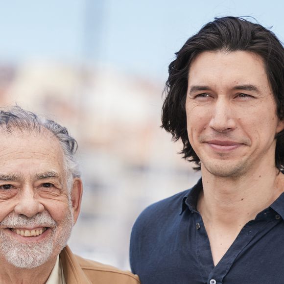 Francis Ford Coppola et Adam Driver au photocall du film "Megalopolis" lors du 77ème Festival International du Film de Cannes au Palais des Festivals à Cannes, France, le 17 mai 2024. © Jacovides-Moreau/bestimage