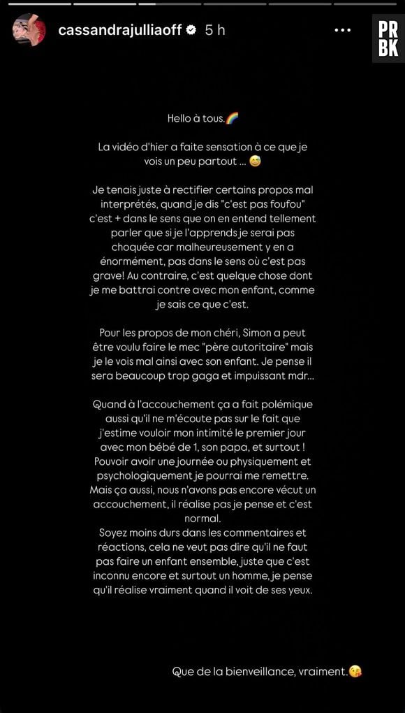 Cassandra Jullia s'explique sur Instagram après ses propos polémiques sur le harcèlement scolaire