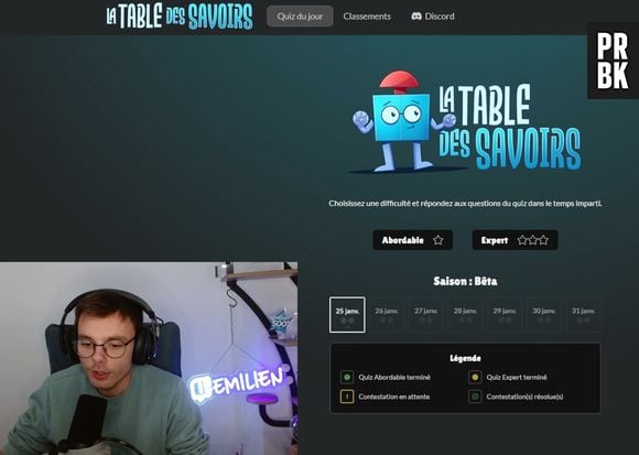 Emilien lance La Table des savoirs, son propre site de quiz