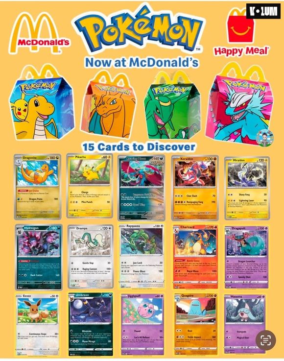 Pokémon offre 15 cartes de son TCG avec McDonald's