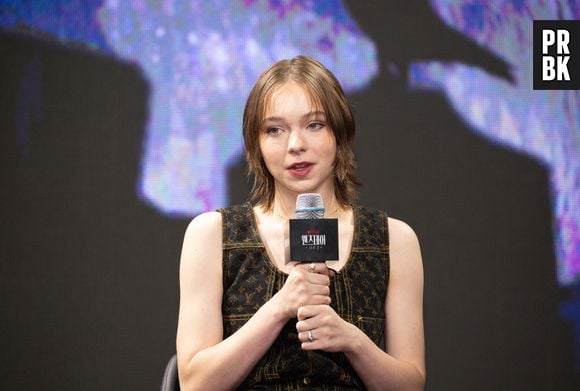 Emma Myers, Aug 11, 2025 : Emma Myers, membre du casting, lors d'une conférence de presse pour la série originale de Netflix "Wednesday : Season 2" à Séoul, en Corée du Sud. (Photo by Lee Jae-Won/AFLO)