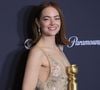 Emma Stone, meilleure Actrice dans un film musical ou une comédie - Press room de la 81ème cérémonie des Golden Globes au Beverly Hilton à Los Angeles le 7 janvier 2024. © PI via ZUMA Press Wire / Bestimage 
