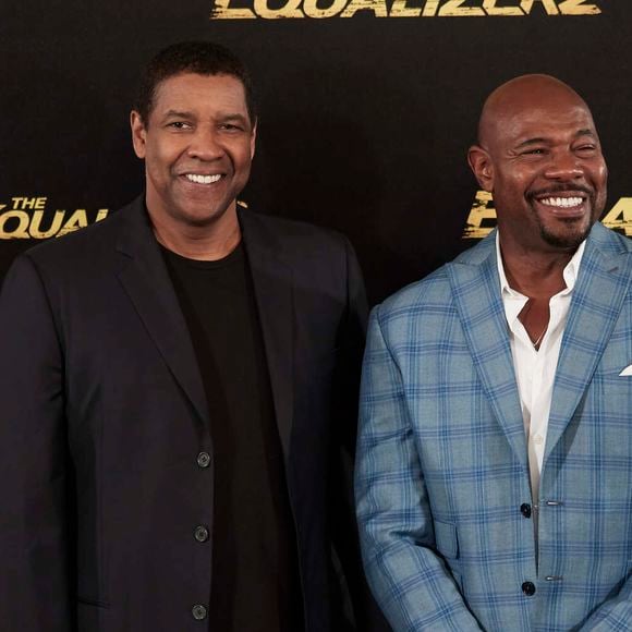 Denzel Washington et Antoine Fuqua lors du photocall du film "The Equalizer 2" à Madrid, Espagne, le 7 août 2018.