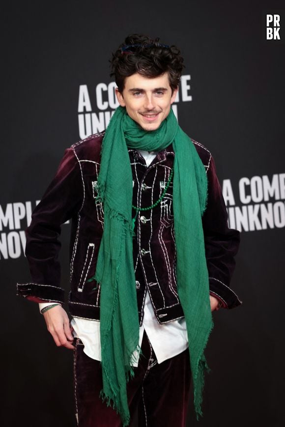 L'acteur Timothée Chalamet dans le rôle de Bob Dylan assiste à la première italienne de "A Complete Unknown" à l'Auditorium Parco Della Musica. (Photo by Gennaro Leonardi/Pacific Press)