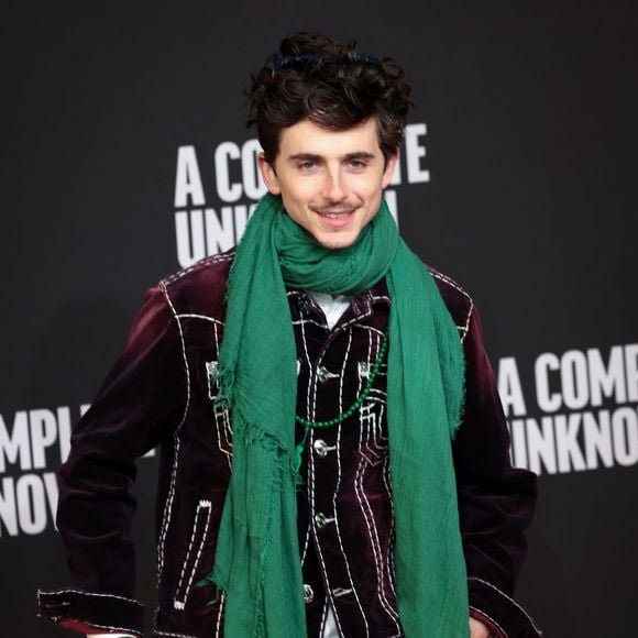L'acteur Timothée Chalamet dans le rôle de Bob Dylan assiste à la première italienne de "A Complete Unknown" à l'Auditorium Parco Della Musica. (Photo by Gennaro Leonardi/Pacific Press)