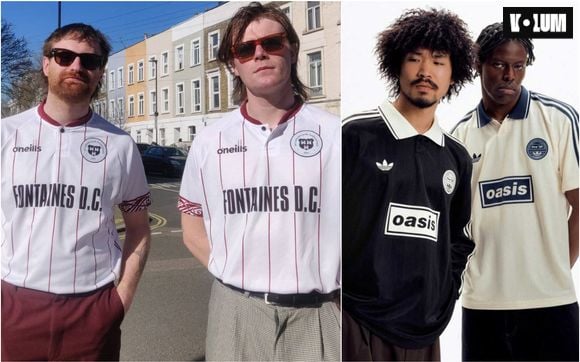 Les maillots à l'effigie de Fontaines D.C. et Oasis