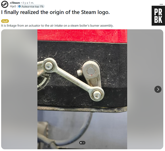 Capture du post Reddit sur l'origine du logo Steam