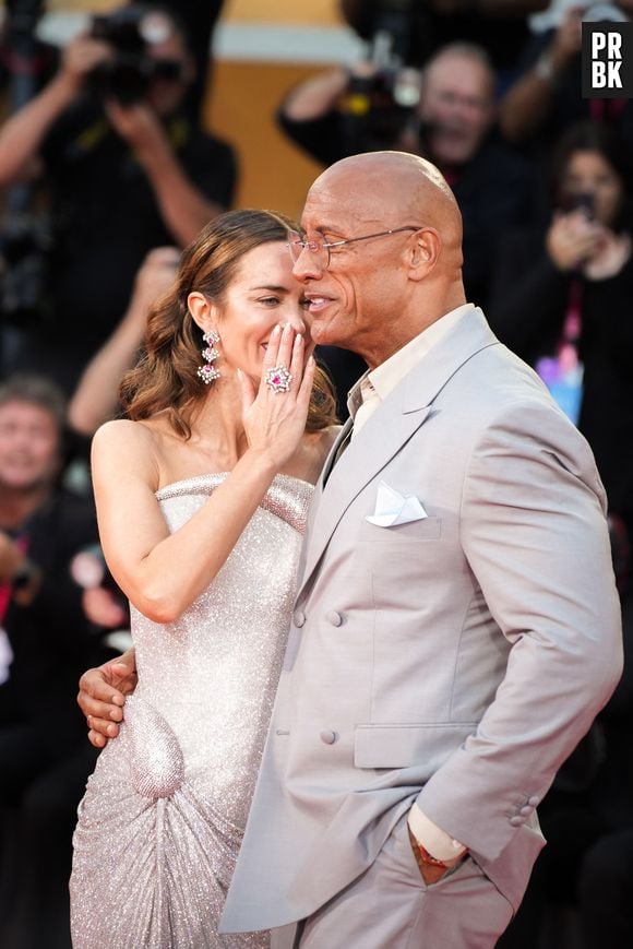 Emily Blunt and Dwayne Johnson attending The Smashing Machine red carpet during the 82nd Venice International Film Festival on September 1, 2025 in Venice, Italy.(Photo by Lucia Sabatelli / Bestimage)

EDITORIAL USE ONLY