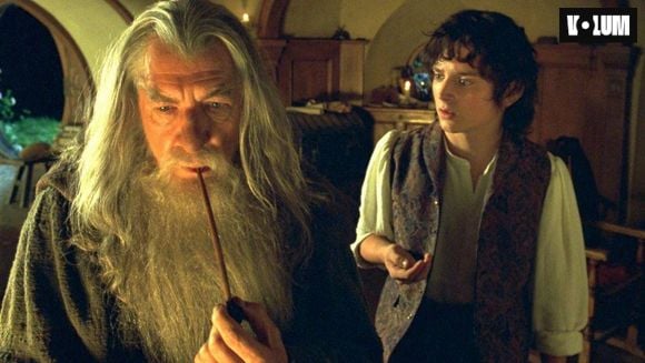 Frodon et Gandalf dans Le Seigneur des Anneaux : la Communauté de l'Anneau.