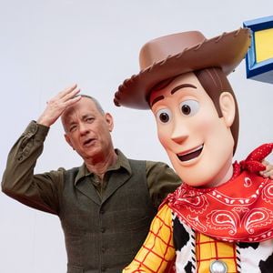 28 May 2026.

Tom Hanks with Woody   at ‘Toy Story 5’ UK Launch Event  at The Odeon Luxe, London on 28th May 2026