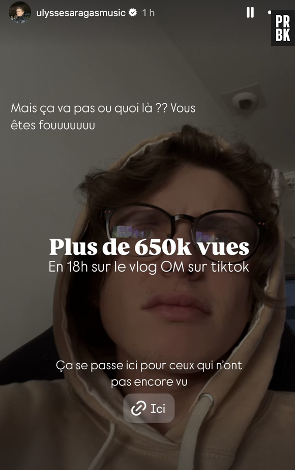 Capture d'écran de la story Instagram d'Ulysse