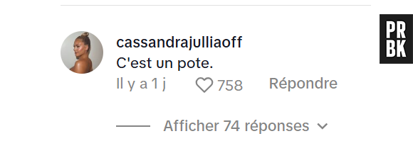 Capture d'écran TikTok, commentaire de Cassandra Jullia.