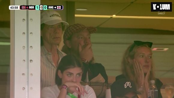 Mick Jagger dans les tribunes du match Angleterre - Norvège.
