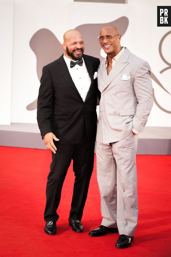 Dwayne Johnson and Mark Kerr attending The Smashing Machine red carpet during the 82nd Venice International Film Festival on September 1, 2025 in Venice, Italy.(Photo by Lucia Sabatelli / Bestimage)

EDITORIAL USE ONLY