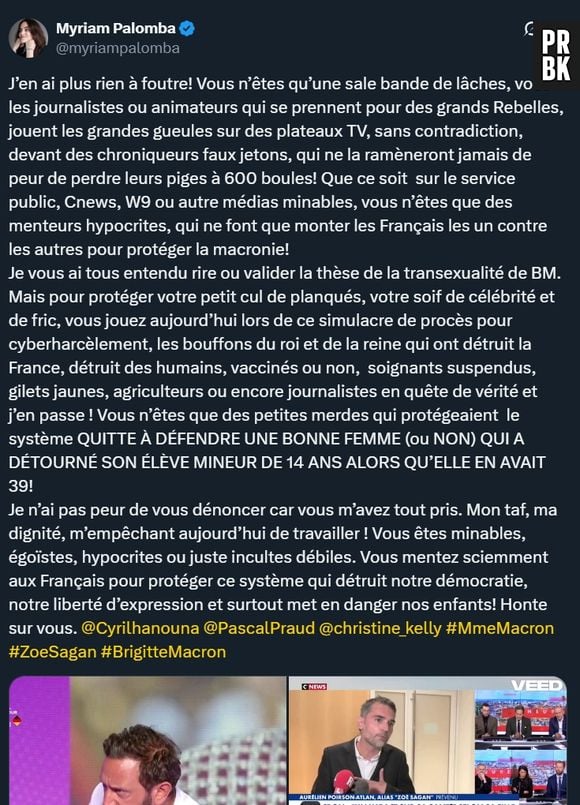 Myriam Palomba critique Cyril Hanouna et Pascal Praud